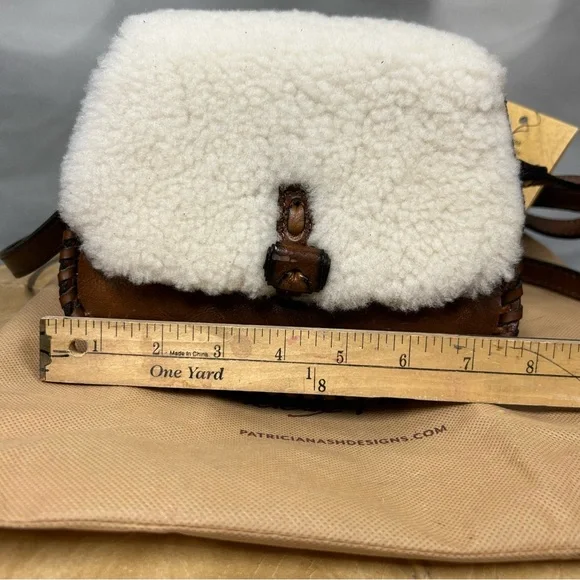 NWT Patricia Nash Leather Finch Sherpa Crossbody Bag with dust bag - Picture 4 of 12